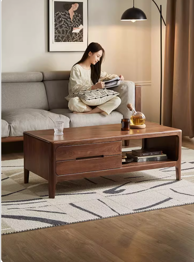 Original Element Solid Wood Coffee Table Light Luxury North American Black Walnut Tea Table Small Apartment Living Room Tea Table B5077 - Image 3